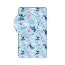 Cearceaf pentru copii albastru din bumbac pentru pat de o persoană cu elastic 90x200 cm Lilo & Stitch "Blue" – Jerry Fabrics