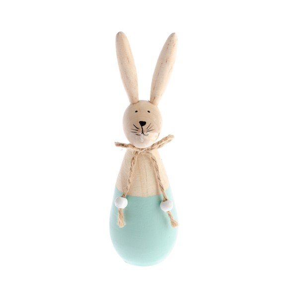 Decorațiune din lemn cu detalii albastre Dakls Happy Easter Hare, înălțime 15 cm