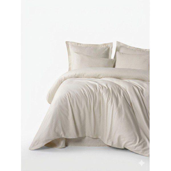 Lenjerie de pat bej din bumbac ranforcé pentru pat de o persoană 140x200 cm Checkered – Mila Home Luxury