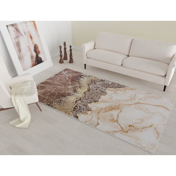 Covor maro coniac/crem lavabil 80x50 cm - Vitaus-image-1