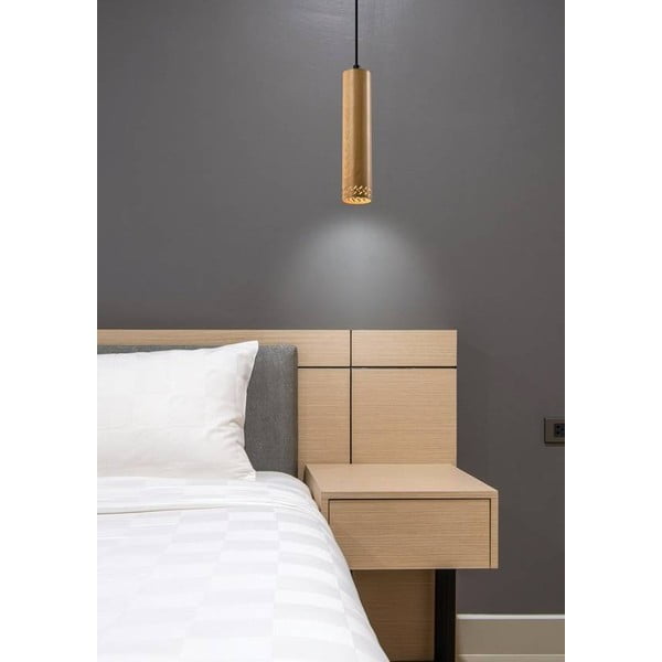 Lustră neagră cu abajur din lemn ø 7 cm Tubo – Candellux Lighting-image-1