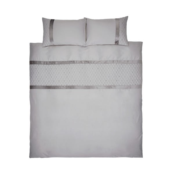 Lenjerie de pat gri din microsatin pentru pat dublu, extinsă 230x220 cm Sequin Cluster – Catherine Lansfield