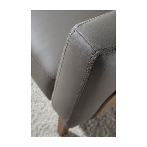 Canapea din piele și lemn Ángel Cerdá, gri, 209 cm-image-4