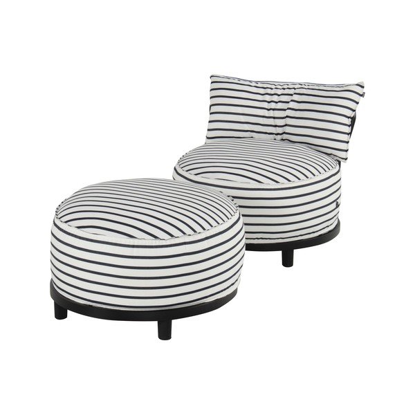 Fotoliu de grădină alb/albastru capitonat Emma – Hartman-image-2