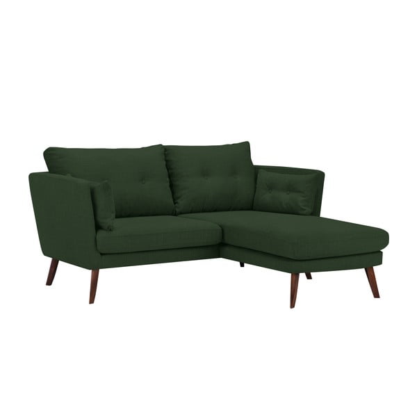 Canapea cu 3 locuri Mazzini Sofas Elena, cu șezlong pe partea dreaptă, verde