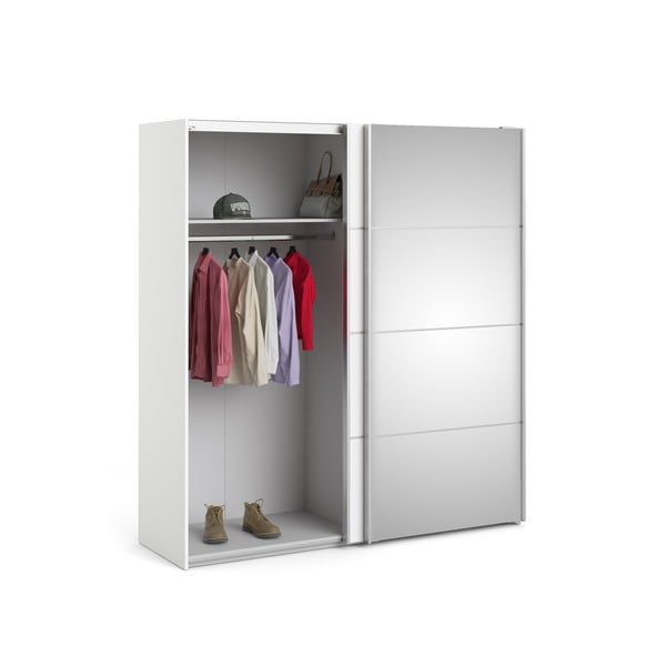 Șifonier cu oglindă și uși glisante Tvilum Verona, 182x202 cm, alb-image-2