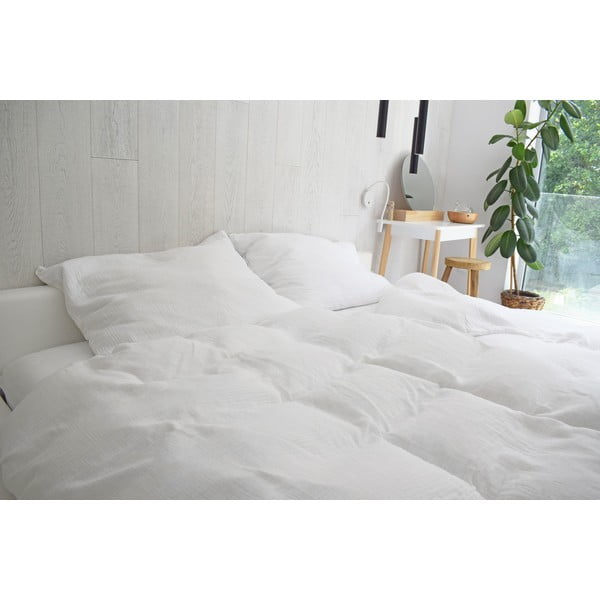 Lenjerie de pat albă din muselină pentru pat de o persoană 140x200 cm Plain Muslin – Butter Kings-image-1