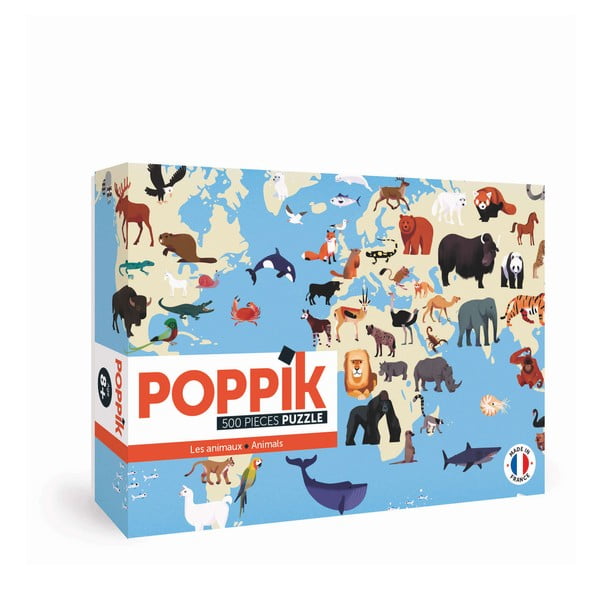 Puzzle cu stickere Poppik „Animale”, 500 piese de puzzle