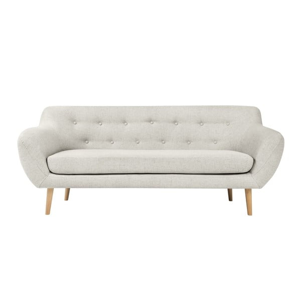 Canapea cu 3 locuri și picioare de culoare deschisă Mazzini Sofas Sicile, crem