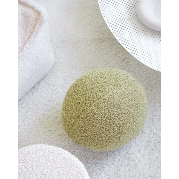 Pernă decorativă pentru copii verde cu tapițerie din țesătură bouclé Ball – Wigiwama-image-3