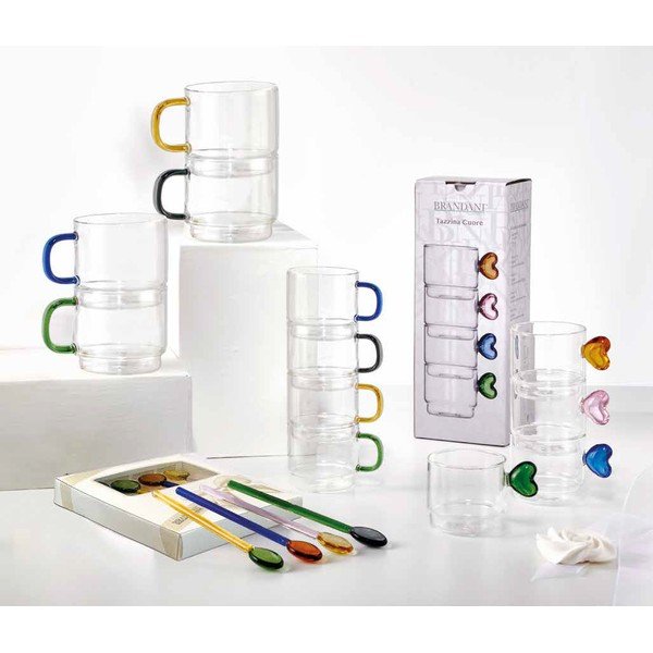 Tacâmuri din sticlă 4 buc. pentru 4 persoane Rainbow – Brandani-image-1