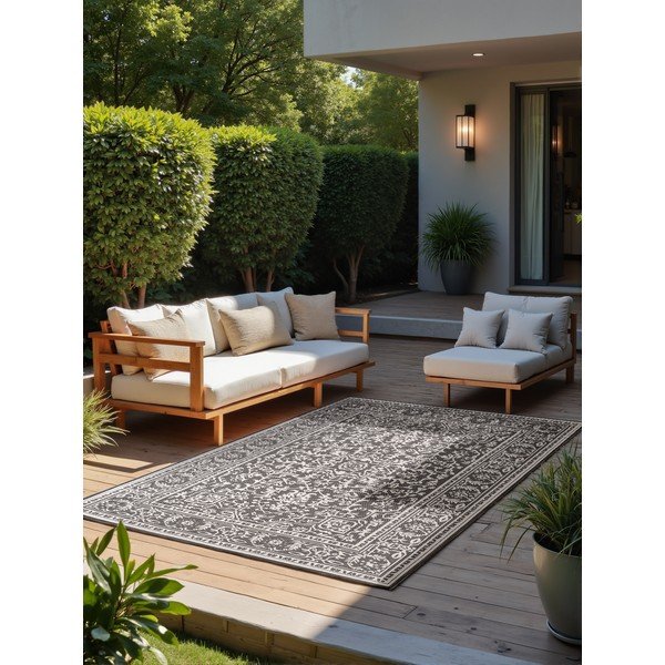 Covor pentru exterior și interior alb-negru 200x290 cm Duet Kona – NORTHRUGS-image-2
