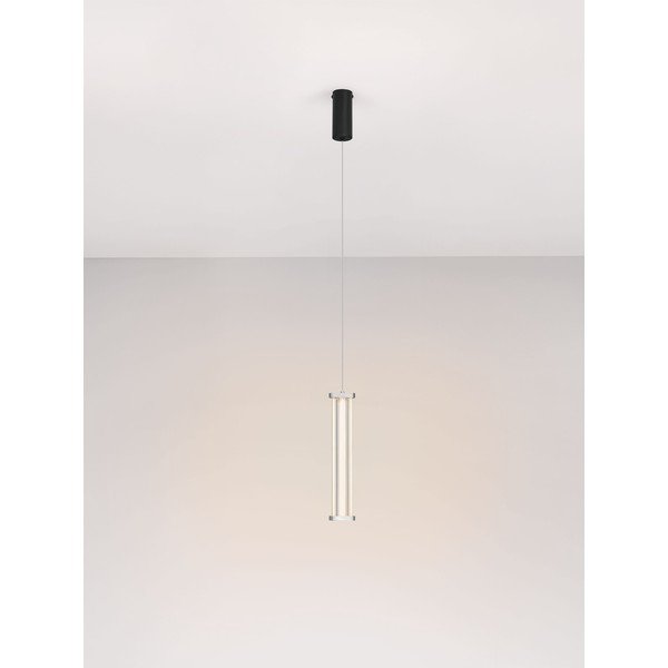 Lustră negru-mat/argintiu-mat LED cu intensitate reglabilă din metal cu abajur din sticlă acrilică ø 6 cm Pheme – Nova Luce-image-4