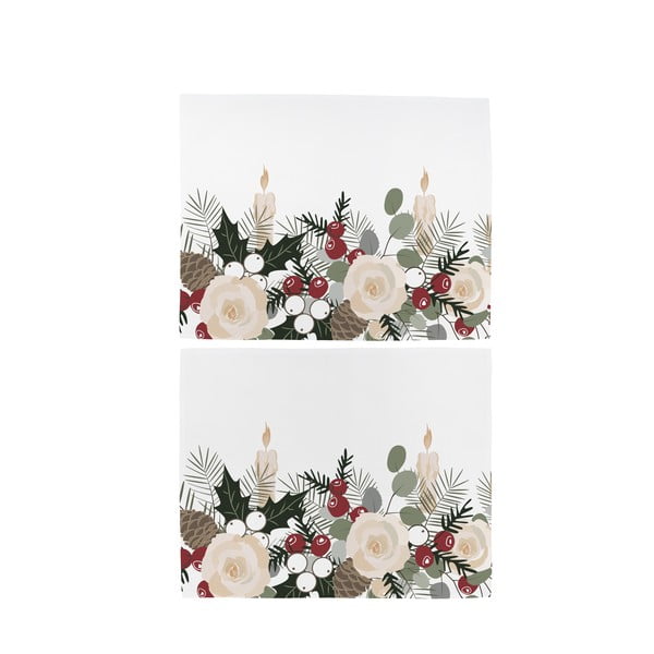 Set 2 șervețele de Crăciun din bumbac Butter Kings Fir Branches, 45 x 35 cm-image-1