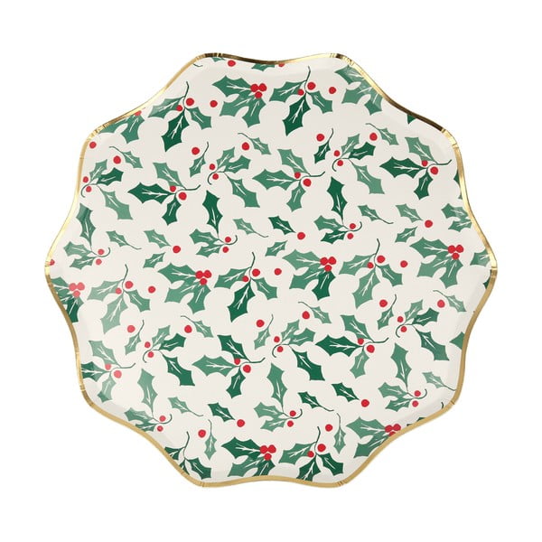 Tăvi de unică folosință 8 buc. din hârtie Holly Pattern – Meri Meri