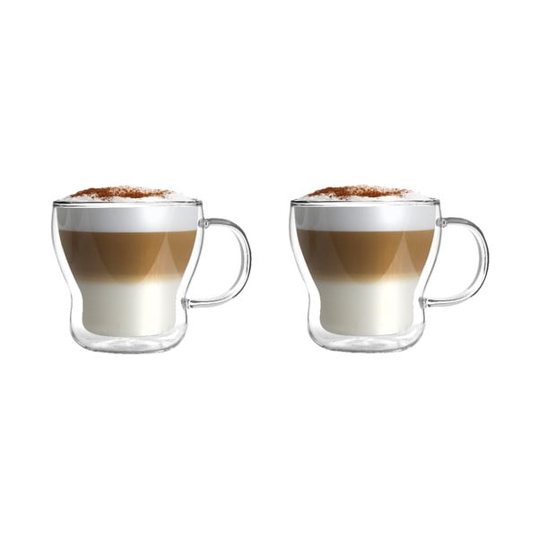 Căni 2 buc. pentru cappuccino/cu perete dublu din sticlă 370 ml Bolla – Vialli Design-image-1