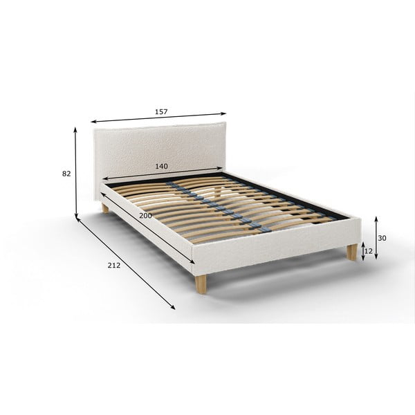 Pat matrimonial crem cu tăblie și  somieră 140x200 cm Tina – Ropez-image-4