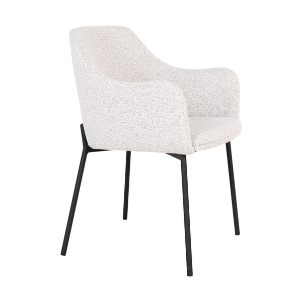 Scaun de sufragerie alb cu cotiere tapițat Melilla – House Nordic-image-3