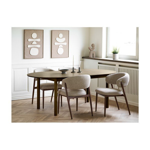 Masă de dining extensibilă cu aspect de lemn de stejar cu blat suplimentar Bundaberg – House Nordic-image-1