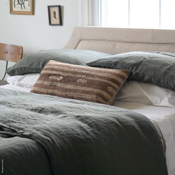 Față de pernă din in 40x60 cm Forest Green  – Linen Tales-image-1