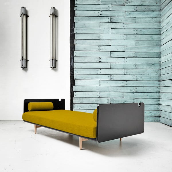 Canapea extensibilă Karup Deva Black/Raw Oak/Amarillo-image-1