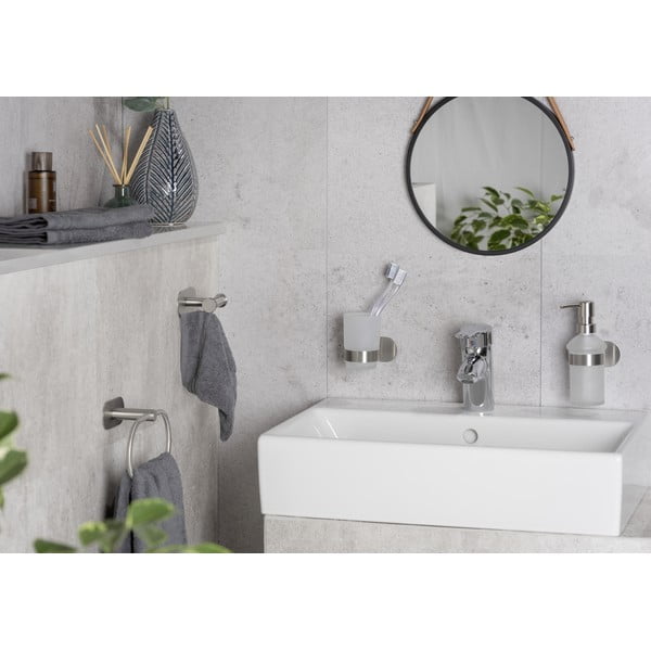 Dozator de săpun lichid argintiu mat autoadeziv din sticlă 200 ml Orea – Wenko-image-1