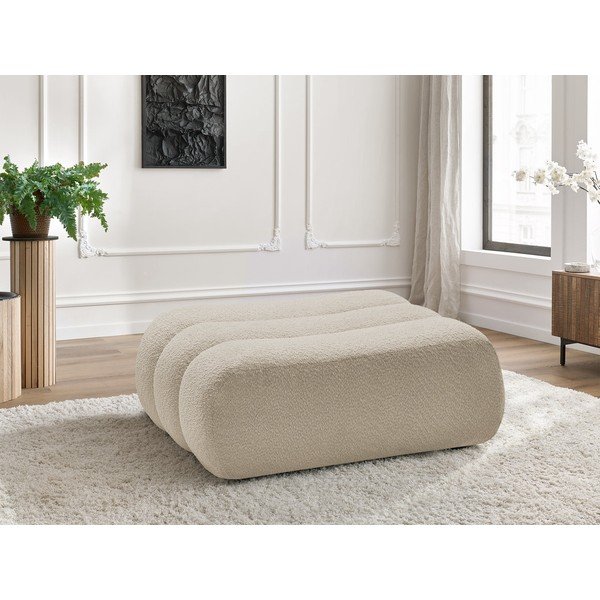 Taburet bej cu tapițerie din țesătură bouclé Azra – Bobochic Paris-image-1