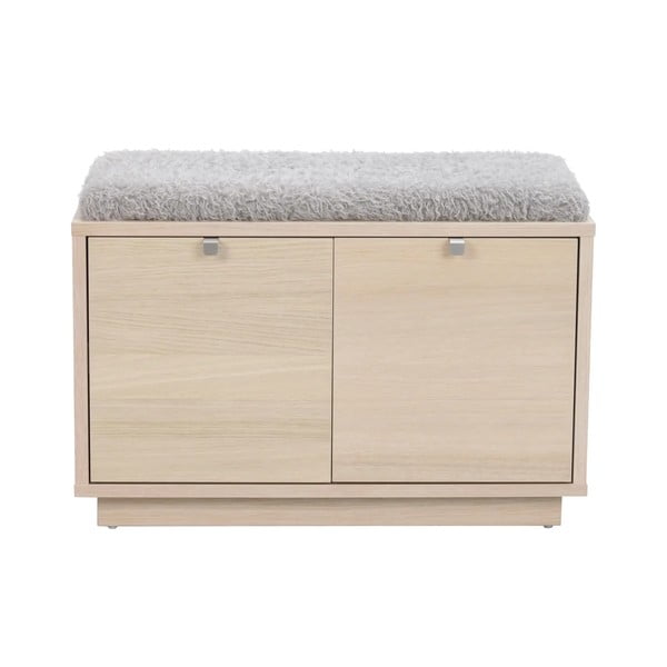 Pantofar gri/în culoare naturală cu bancă cu aspect de lemn de stejar Confetti – Rowico-image-2