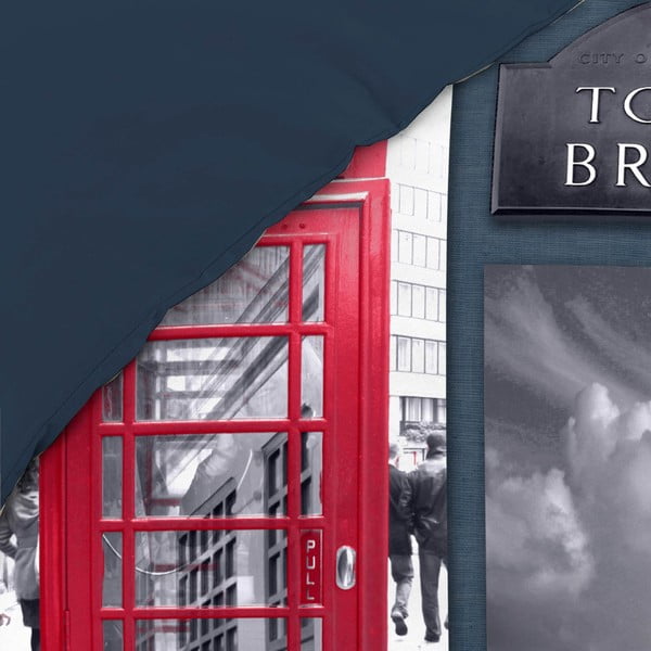 Lenjerie de pat albastru-închis din bumbac pentru pat de o persoană 140x200 cm City London – douceur d'intérieur-image-3