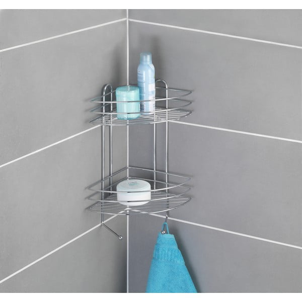 Etajeră cromată cu 2 nivele pentru colț perete Wenko Exclusive-image-1