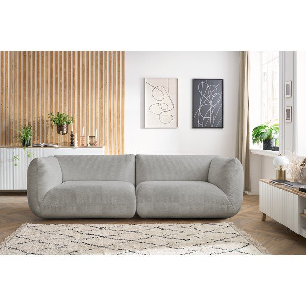 Canapea bej cu tapițerie din catifea reiată  260 cm Lecomte – Bobochic Paris-image-1