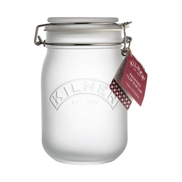 Borcan cu clips Kilner, 1 L, alb-image-1