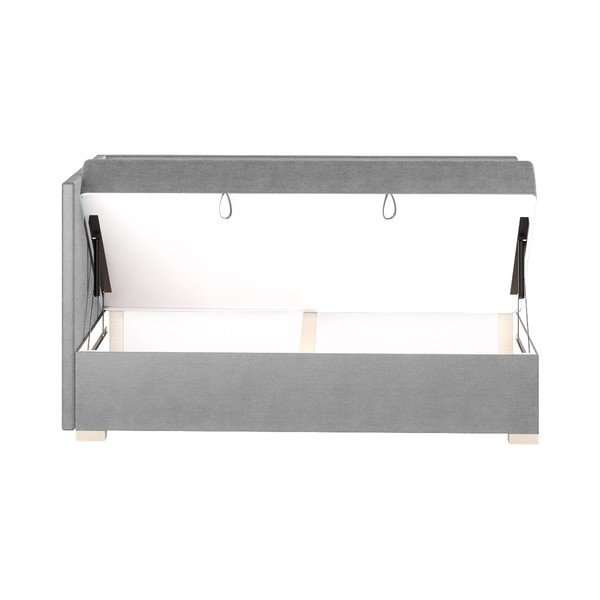 Pat pentru copii  gri pe colț cu spațiu de depozitare cu saltea 90x200 cm Flexi – Ghado-image-4