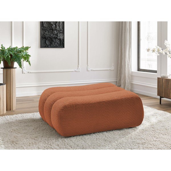 Taburet portocaliu cu tapițerie din țesătură bouclé Azra – Bobochic Paris-image-1