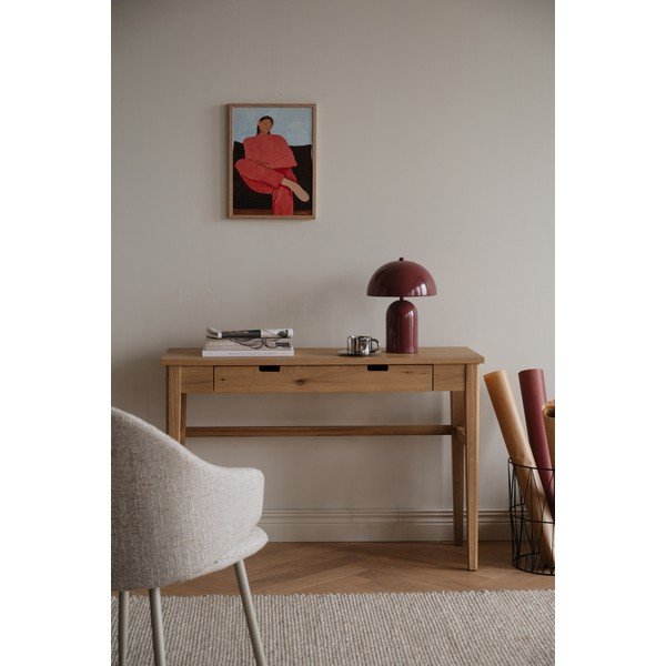 Masă consolă în culoare naturală cu blat cu aspect de lemn de stejar 40x110 cm Garrison – Rowico-image-3