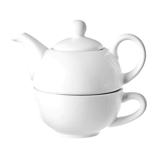 Set cană, ceainic și strecurătoare ceai Unimasa Tea, alb