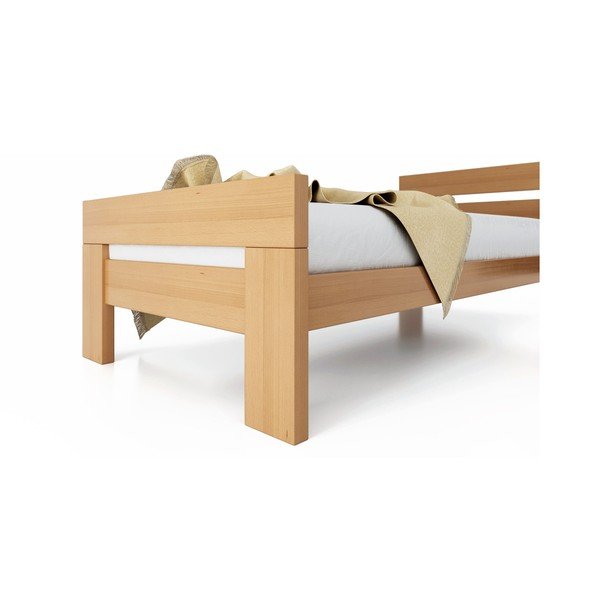 Pat matrimonial în culoare naturală din lemn de fag cu somieră 160x200 cm Fiorentino – B.E.S.-image-4