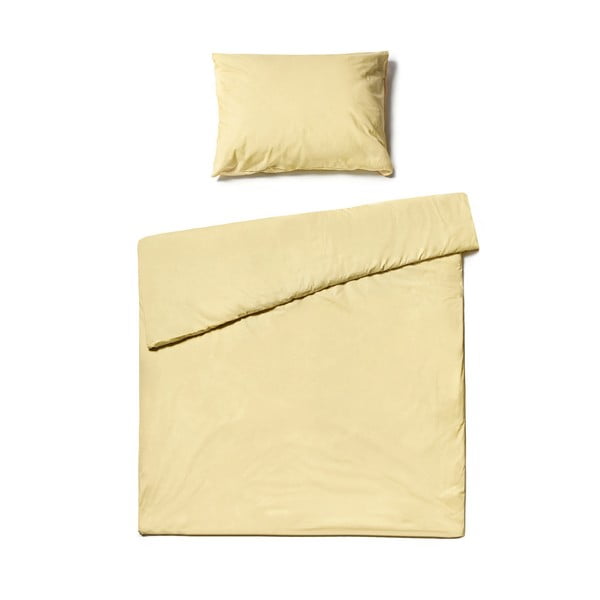 Lenjerie de pat din bumbac pentru o persoană Bonami Selection, 140 x 220 cm, galben vanilie