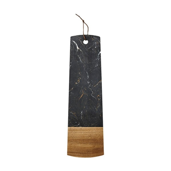 Tavă pentru servit din piatră și lemn de acacia Ladelle, lungime 50 cm, negru