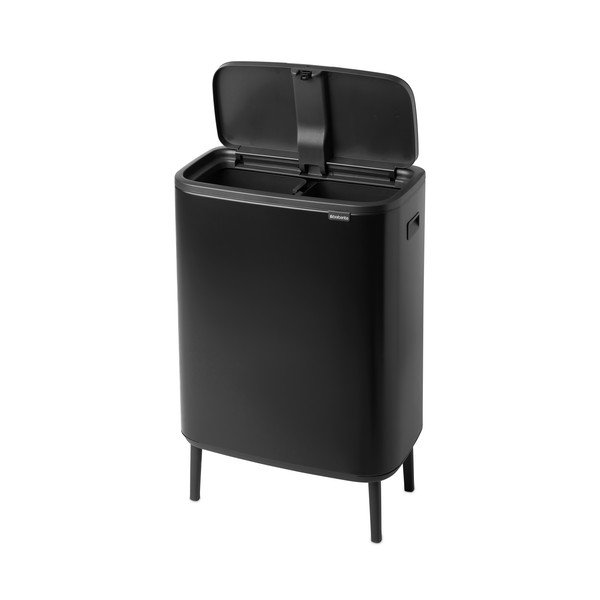 Coș de gunoi negru mat de reciclat/cu senzori de atingere din oțel 60 l Bo Touch Bin Hi – Brabantia