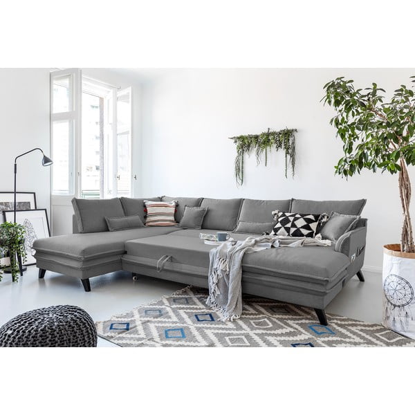 Canapea extensibilă în formă de „U” cu șezlong pe partea stângă Miuform Charming Charlie, gri-image-4