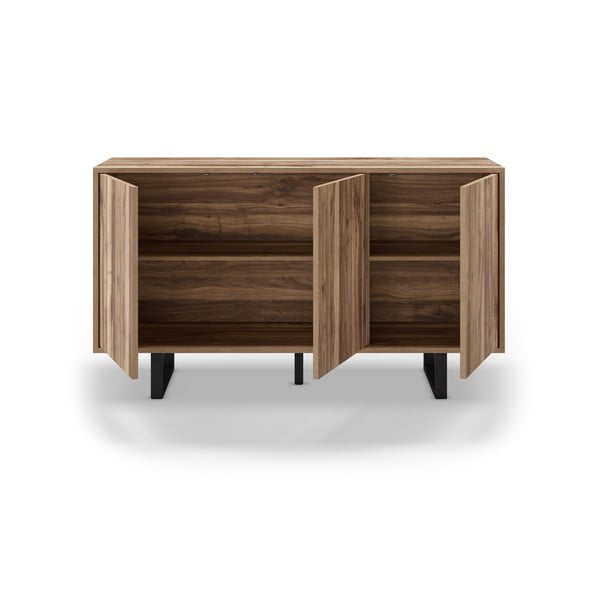 Comodă joasă cu aspect de lemn de nuc 140x80 cm Laila – Marckeric-image-3