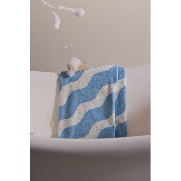 Prosop alb/albastru deschis din bumbac 90x150 cm Waves – Jotex-image-1
