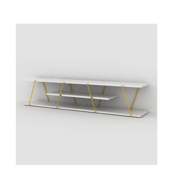 Comodă TV cu detalii galbene Rafevi Tars, alb-image-4