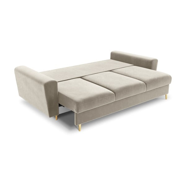 Canapea bej extensibilă, cu spațiu de depozitare cu tapițerie din catifea 235 cm Kyoto – Cosmopolitan Design-image-2