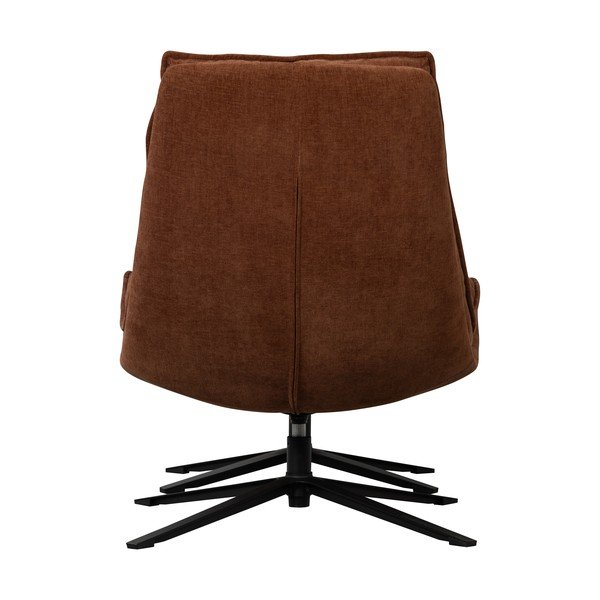 Fotoliu cu taburet maro pivotant cu tapițerie din chenille Kube – WOOOD-image-4