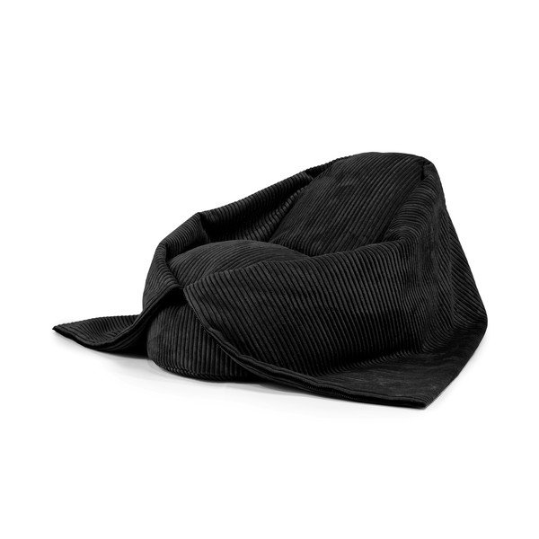 Fotoliu puf pentru copii negru cu tapițerie din catifea reiată Cocoon 80 – SLOWDOWN