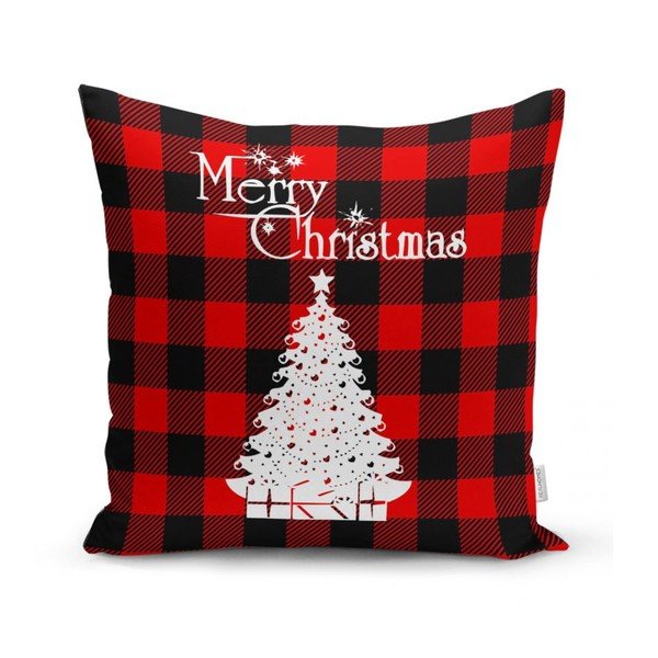 Set 4 fețe de pernă și un napron de masă cu model de Crăciun Minimalist Cushion Covers Christmas Tartan-image-4