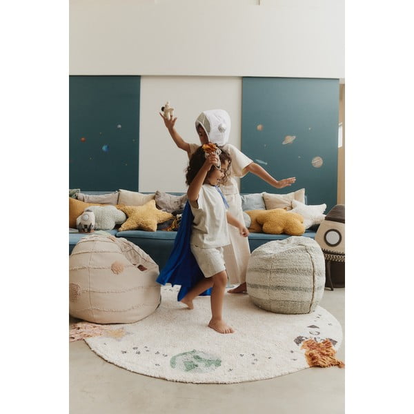 Covor de joacă pentru copii, crem, lavabil, țesut manual din bumbac ø140 cm Interstellar Journey – Lorena Canals-image-3