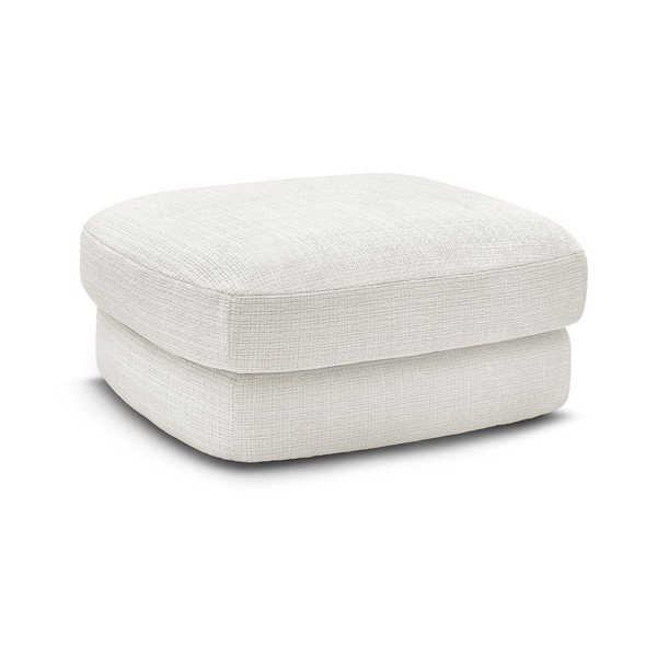 Taburet alb cu tapițerie din chenille Leonore – Bobochic Paris